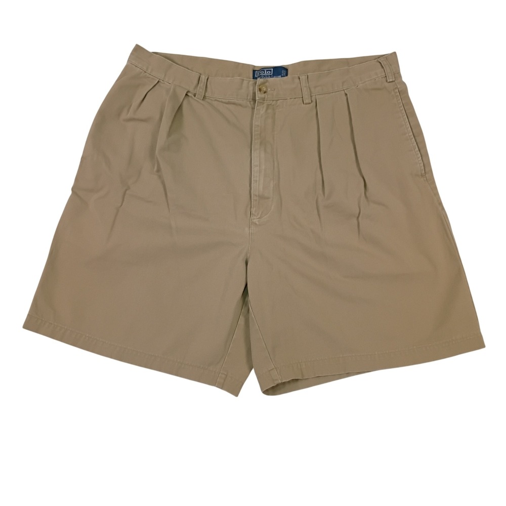 Polo Ralph Lauren Mens Tyler Short 40T Khaki Tan Pleated Chino Cotton Shorts 40